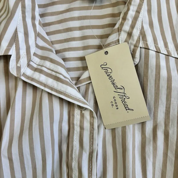 Universal Threads Striped Maxi Dress Women's Size XL NEW Tan White Cotton Pockets - Image 11