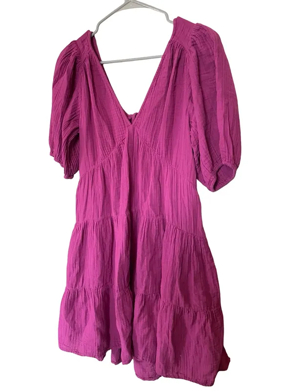 Xirena Nissa Cotton Gauze Tiered Mini Dress Pink Size M - Image 2