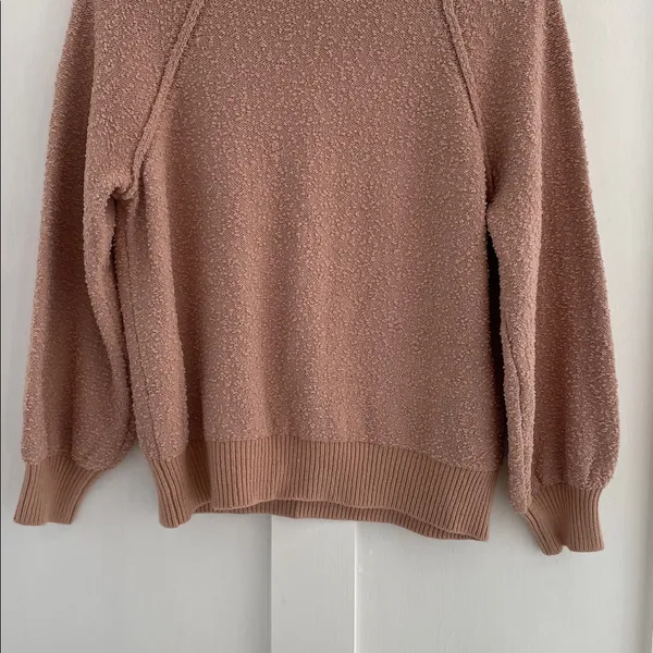 KNOX ROSE Boucle Knit Soft Textured Raglan Sweatshirt Sweater Mauve Pink Size M - Image 5