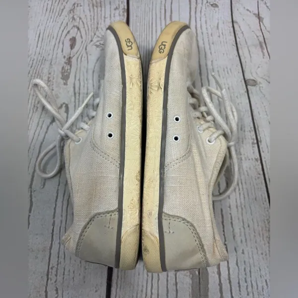Worn UGG Hally Canvas Sneakers Shoes Lining Textile Sheepskin - Image 10