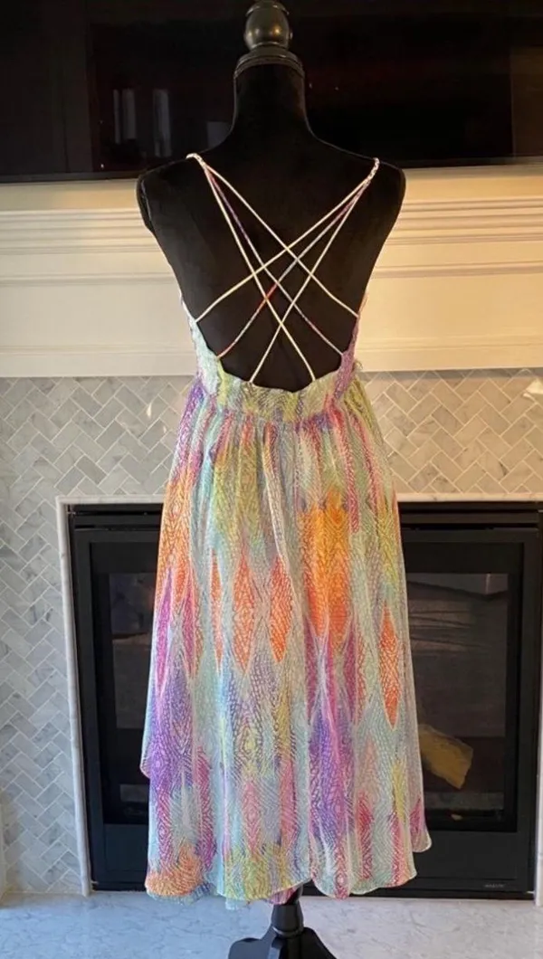 Free People multicolor feather asymmetrical maxi dress - Image 2