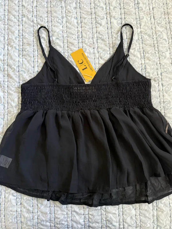 NWT LIC Lizette Collection Black Sequin Beaded Peplum Cami Tank Top S Party Glam - Image 8