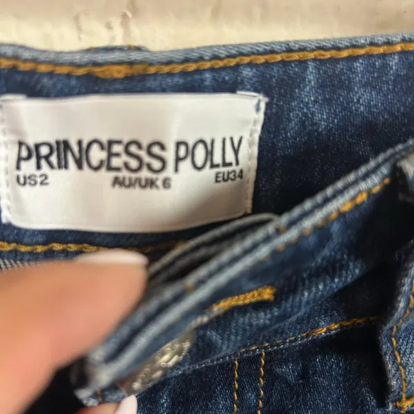 Princess Polly blue high-rise wide-leg jeans size 2 - Image 4