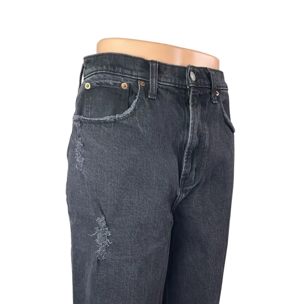 Abercrombie & Fitch 90's Straight Black High Rise Distressed Denim Jeans Size 28 - Image 2