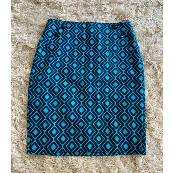 Loft Pencil Mini Skirt Geometric Office Mod Retro Autumn Winter Snow Bunny Event - Image 2