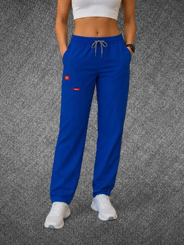 Dickies Medical Royal Blue Scrub Pants Elastic Waist Cargo Uniform Medium - Image 3