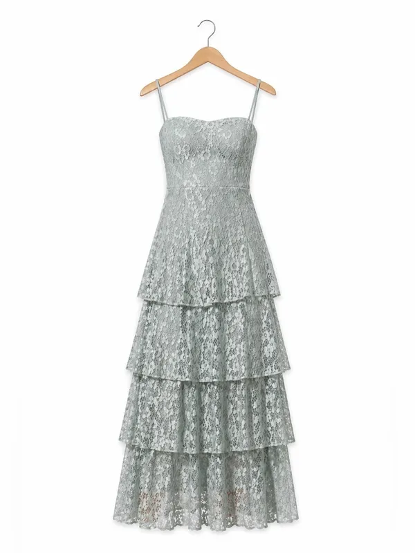 LULU's Prom Wedding Bridesmaid Tiered Lace Floral Ruffles Boho Maxi - Image 5