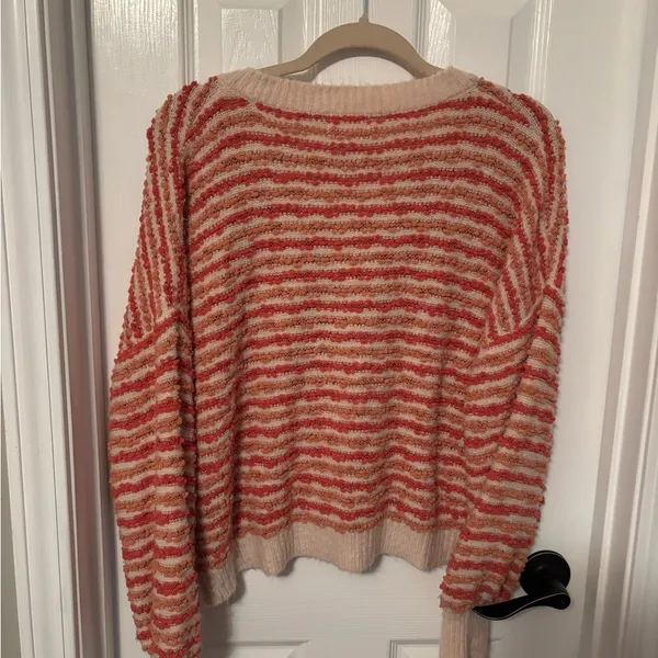 Pink Lily V-Neck Oversized Striped Sweater size XS - Image 3