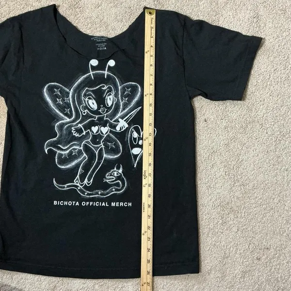 Bichota Official Merch Off Shoulder Graphic TShirt‎ Fairy Bee Design Karol G - Image 5