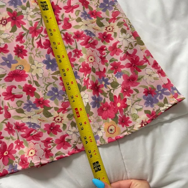 Vintage 90s Knapp Studio Mini Shift Dress Pink Floral Sleeveless V-Neck Whimsy - Image 5