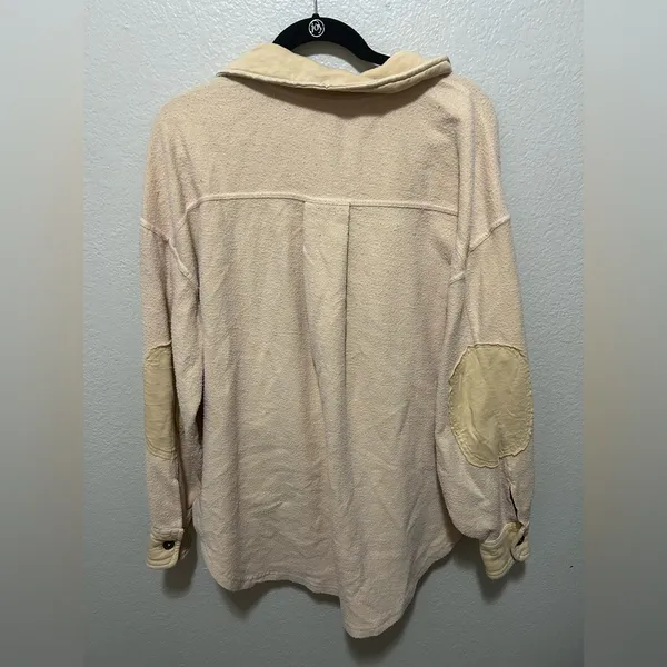 Free People Oversized Fleece Shacket Cream Beige Size Small - Image 2