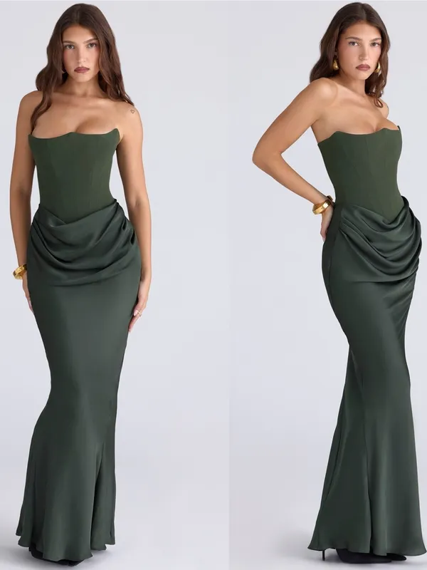 HOUSE OF CB Persephone Olive Green Strapless Corset Maxi/Size S- cup A-C NWOT - Image 4