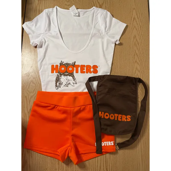 New Spirit 5pc Hooters girl Halloween Costume Shorts Pouch Socks Name Tag Xs 0-2 - Image 4