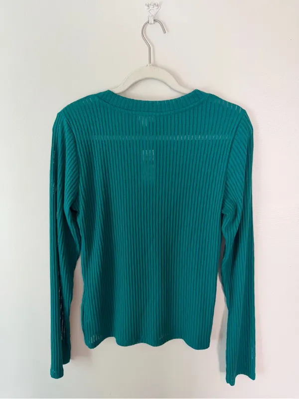 Anthro Pilcro Sheer Layering Top NWT Medium Green Jade - Image 3