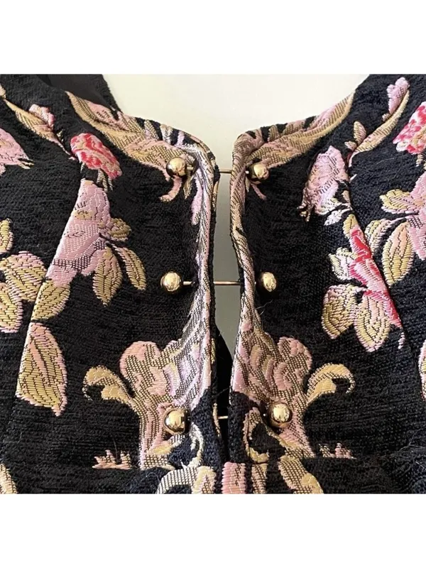 NWT For Love & Lemons S M 4 6 Brocade Tapestry Mini Dress Jacquard Sheath Floral - Image 10