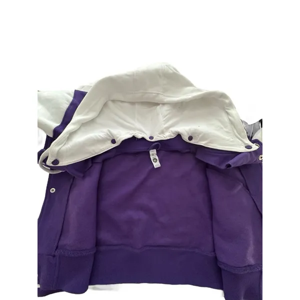 SA Hoodie Varsity Letterman Jacket XL Fleece Snap Bomber Purple Unisex‎ #UV9-1 - Image 4
