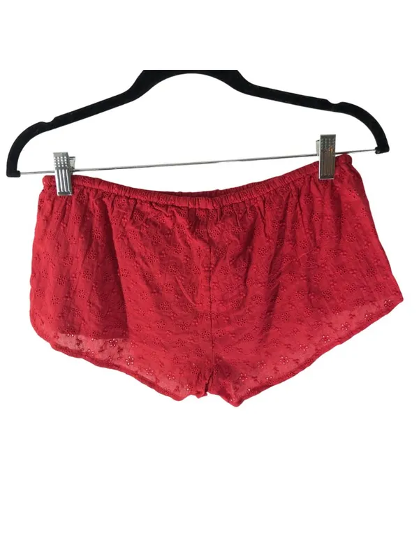 Edikted Womens Swim Cover Shorts Eyelet Floral Pull On Cotton Red S - Image 2