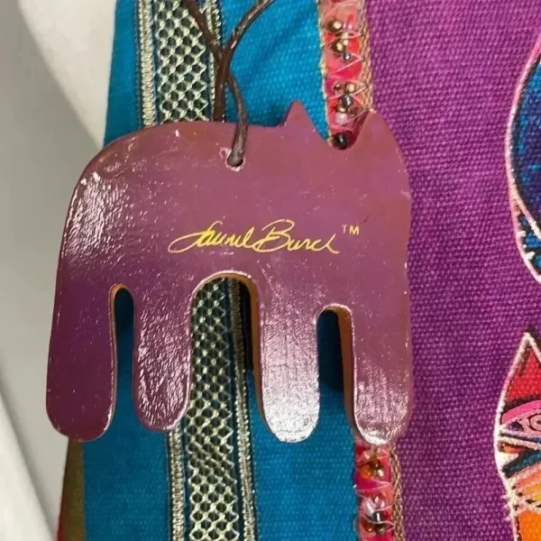 Laurel Burch Colorful Cat Purse Tote Bag Pink Feline Cat Lover Artsy Funky - Image 2