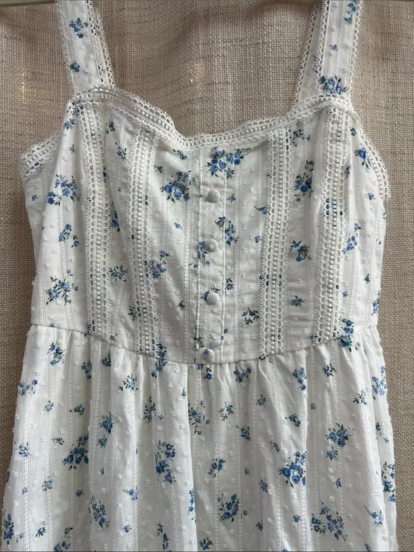 Last One!! Floral Stripe Clip Dot Sleeveless Maxi Dress. Size Small - Image 8