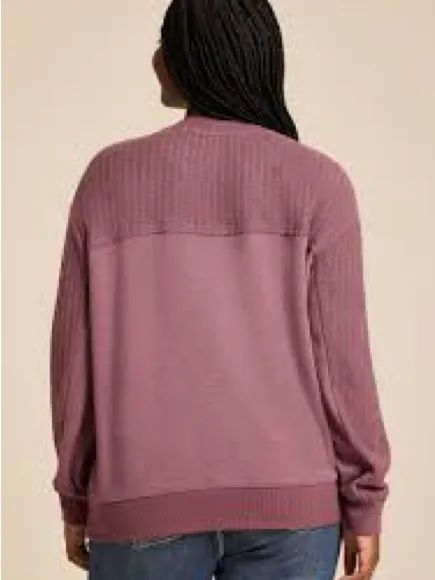 Maurices Dusty Mauve Textured Crewneck Sweater Fall Comfy Casual XL - Image 5