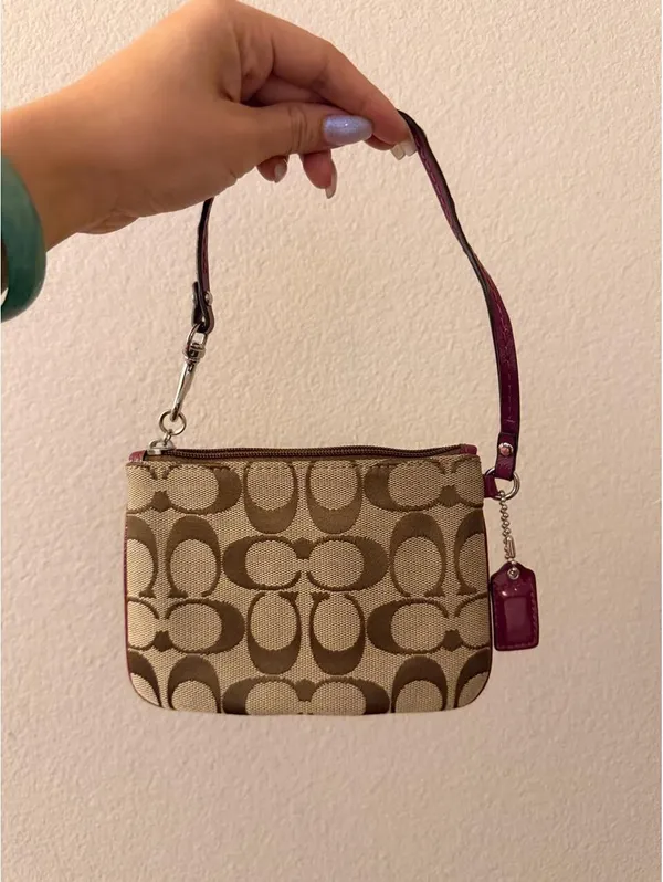 Vintage Coach Wristlet with Maroon Stripe - Image 2