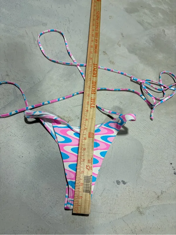 Frankies bikinis x wildflower Tie-Waist Bikini Bottom Pastel Swirl small - Image 5