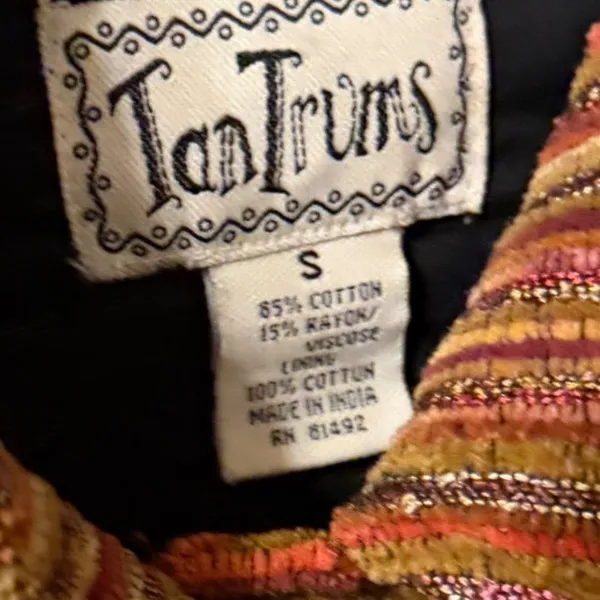Vintage TanTrums Striped Chenille Jacket S Boho Art To Wear Textured Boxy 90s - Image 13