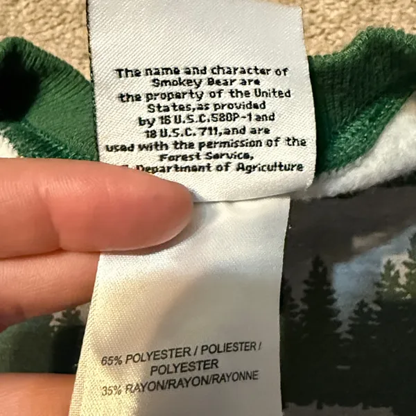 Smokey The Bear Grey Cut Off Crewneck Sweatshirt Size L - Image 3