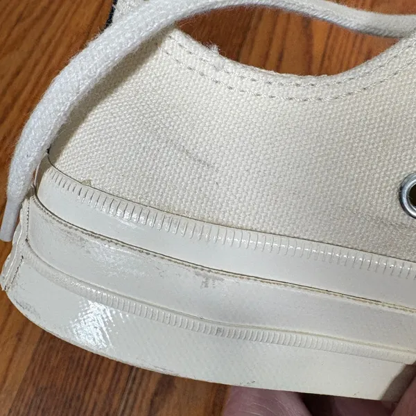 Comme des Garcons PLAY x Converse Chuck Taylor All Star Low Cream‎ Shoes size 6 - Image 13