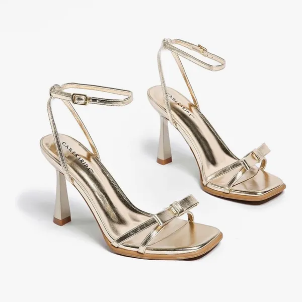 CARLKARIDA silver heels open toe size 5.1/2 - Image 5