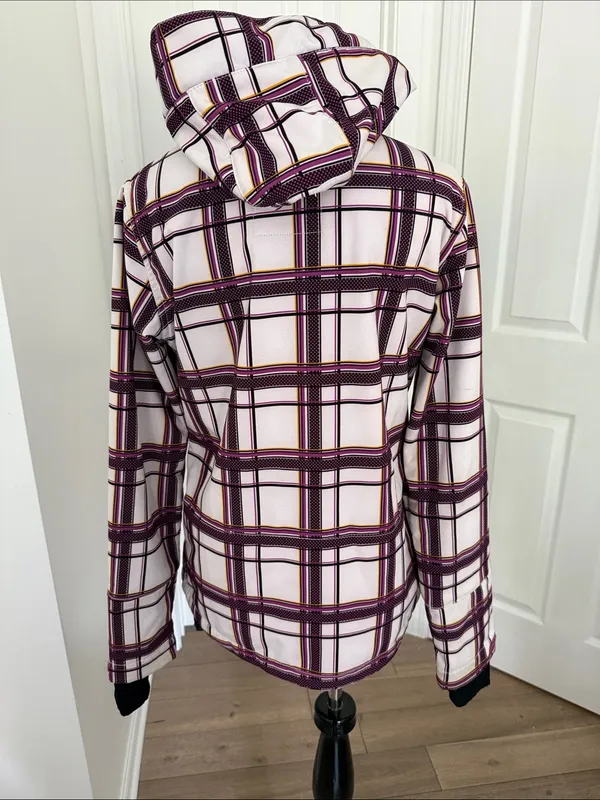 Ski Plaid Hooded Snow Jacket in Purple & White - Image 5