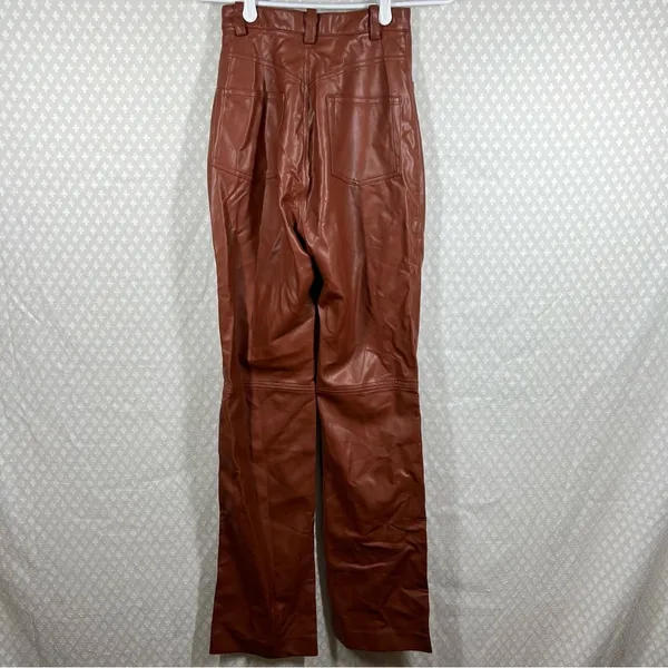 House Of CB Brown‎ Faux Leather High Rise Pants - Image 4