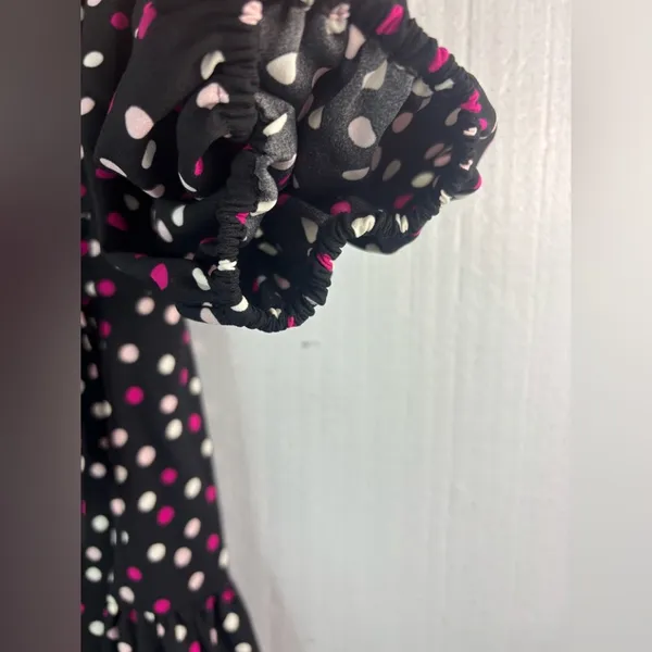 Kate Spade L Drop Waist Wrap Black and Pink Polka Dot Dress - Image 8