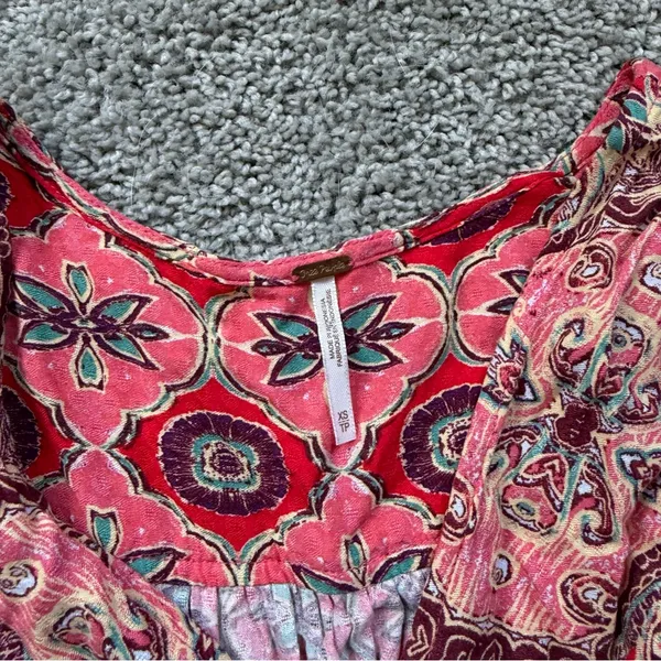 Free People "Falling For You" Floral Print Peplum Top Hibiscus Combo Size XS - Image 7