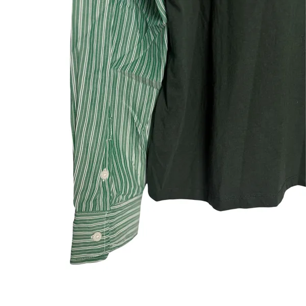 Lioness Bottega Green Layered Mix Media Crewneck Tee Striped Long Sleeve Shirt S - Image 10