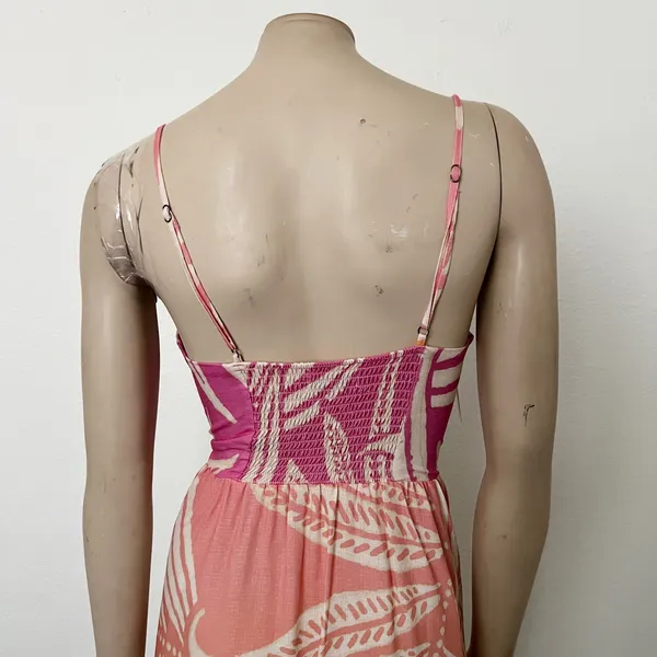 [Maaji] Pink Orange Ombre Tropical Foliage Corset Bust Mini Dress NWT Sz Large L - Image 5