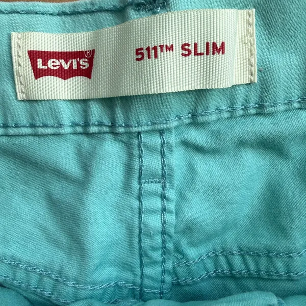 Levi's 18 Reg 29 Teal‎ 511 Slim Fit Twill Denim Shorts Casual Preppy Classic - Image 4