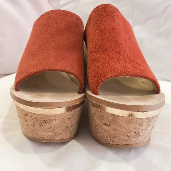 ZARA Burnt Orange Suede Platform Cork Sandals - Image 7