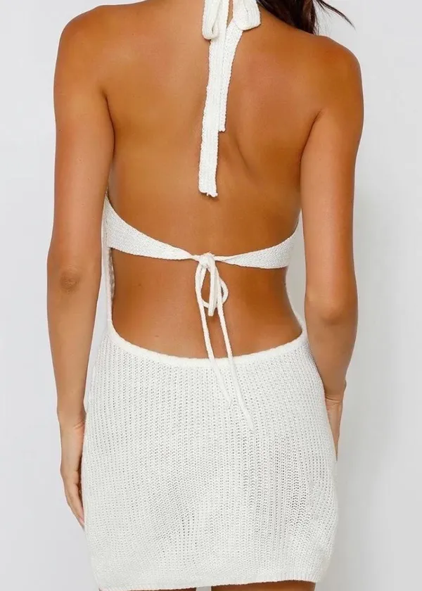 Tiger Mist Dress Crochet Mini White - Image 4