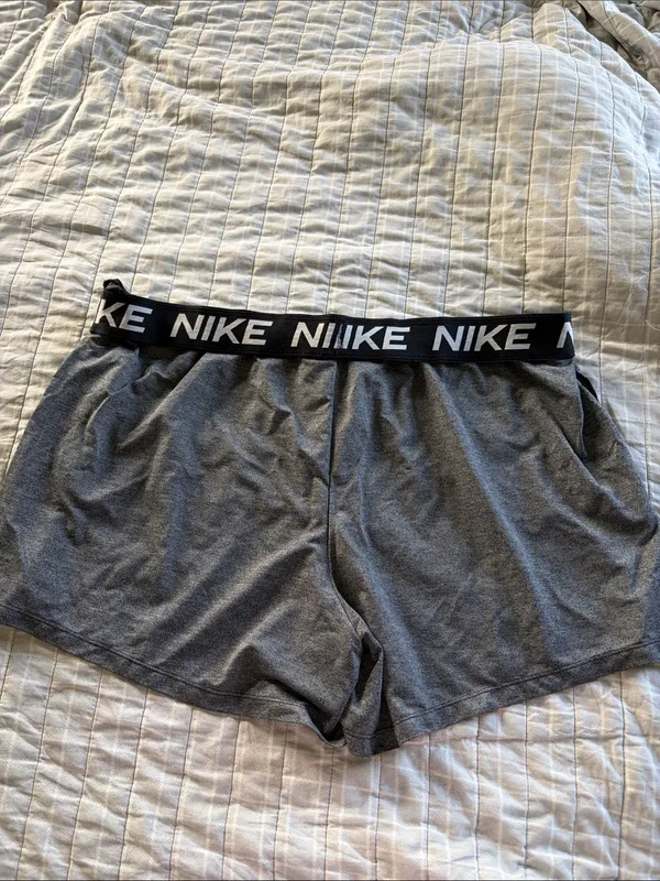 Nike Women's Charcoal Gray Athletic Shorts with Drawstring - Image 6