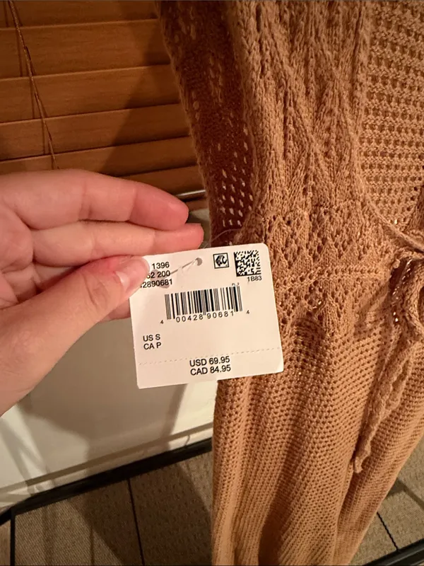 American Eagle Tan Crochet Knit Wide Leg Jumpsuit - Image 6