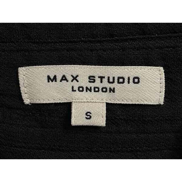 Max Studio London Black Waffle Knit Hooded Pullover Top Kangaroo Pocket Small - Image 5