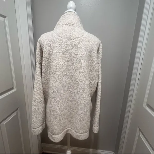 Aerie Sherpa half button sweater with pockets women's size large oversized fit - Image 13