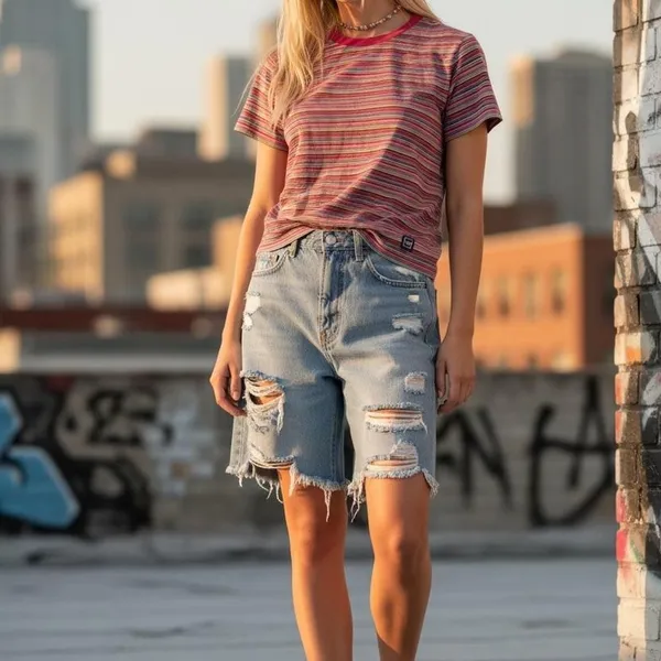 Gap Multicolor Striped Baby Tee Y2K 90s Crop Top Women's XS - Image 7