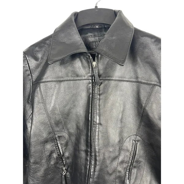 Women’s Sonnora Black Short Motorcycle Zip Genuine Leather Jacket XL - Image 4