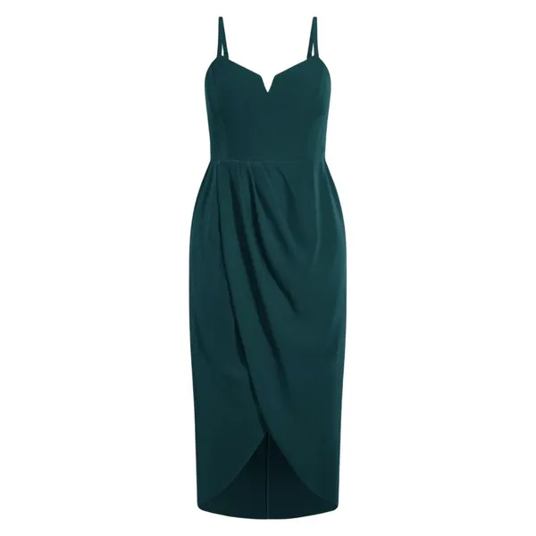 City Chic Womens Trendy Plus Size Sassy V Wrap Dress 6575644 Emerald Green 16W - Image 8