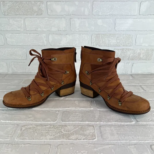 Merrell‎ Boots Womens 8 Brown Leather Strappy Lace Up Back Zip Outdoor Shiloh II - Image 10