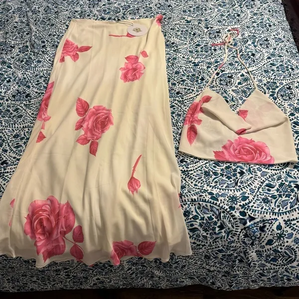 NWT Princess Polly Karalle Skirt Set Cream / Pink Size 12 - Image 9