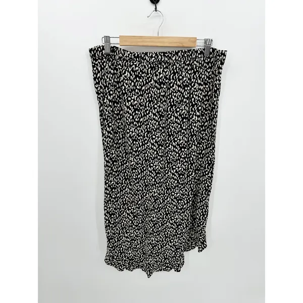 Ophelia Roe Midi Skirt Women XL Black‎ Cream Cinch Ruffle Chic Feminine Milkmaid - Image 2