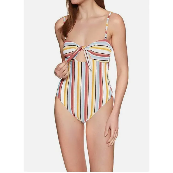 NWT Minkpink Swim Paradise One Piece Multicolor Stripes Swimsuit sz. M - Image 2